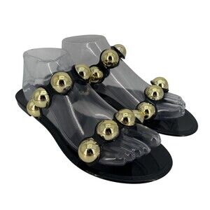 Steve Madden Sandals Shoes Womens Size 9 Chrishelle Black Studded Slide CHR10S1
